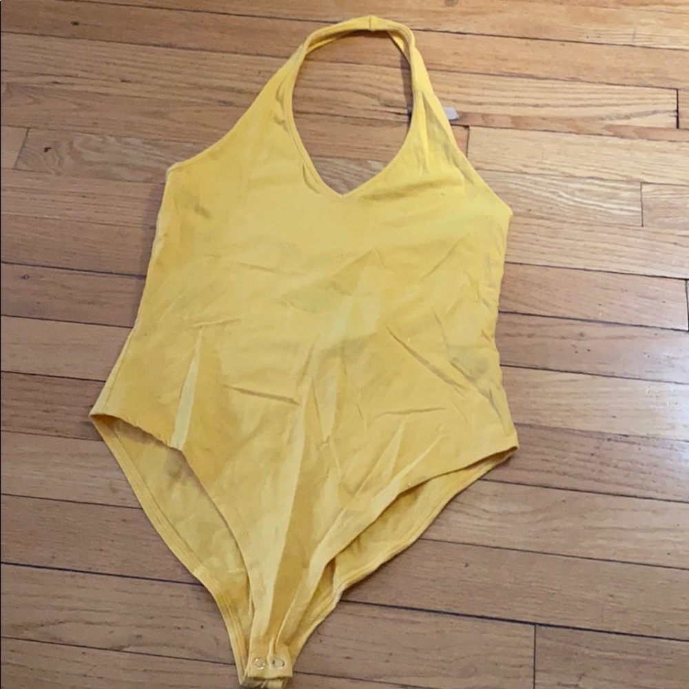 NWT yellow halter bodysuit